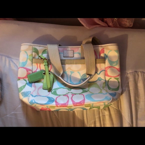 Coach Hampton Signature Scribble Pastel Purse/Tote - Picture 1 of 7